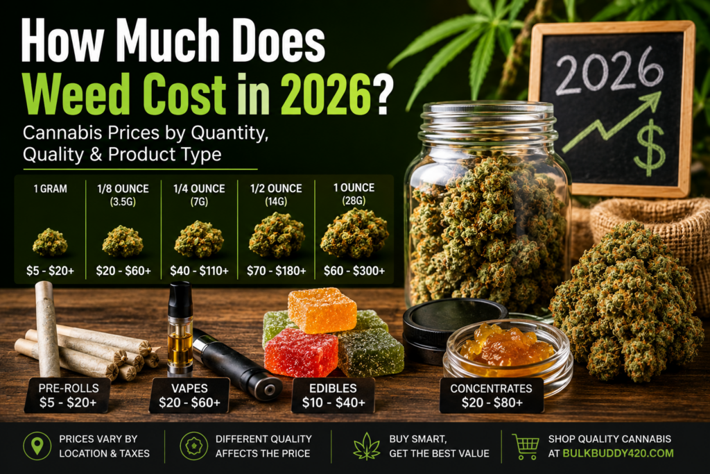 How Much Does Weed Cost in 2026? Cannabis prices by quantity, quality, and product type